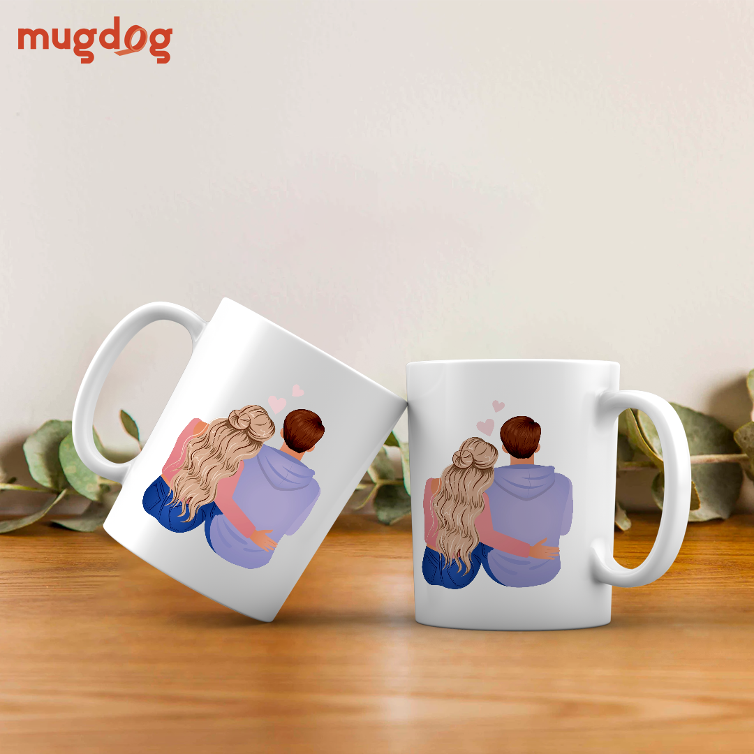 Embracing couple mugs