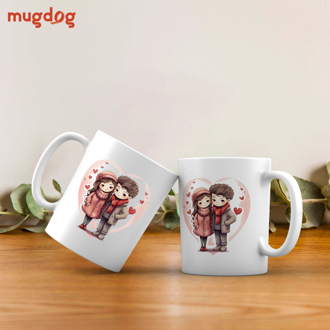 Winter couple illustration mug