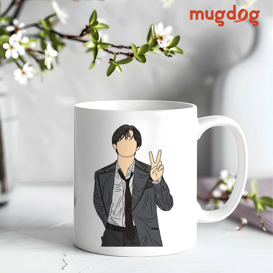Peace Sign Suit Figure Mug