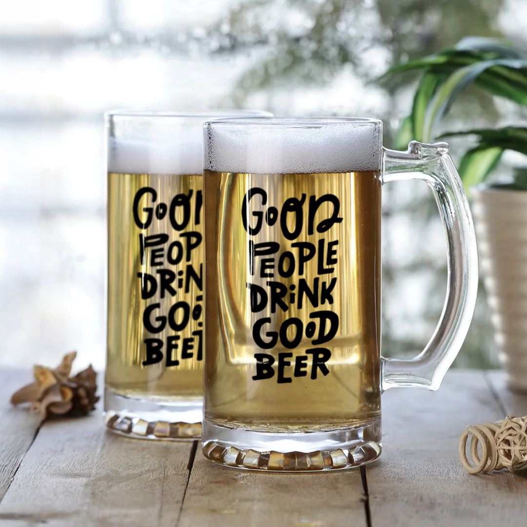 Text-printed beer stein