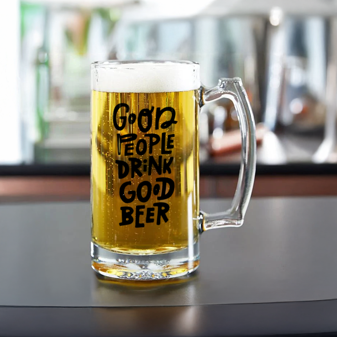 Text-printed beer stein