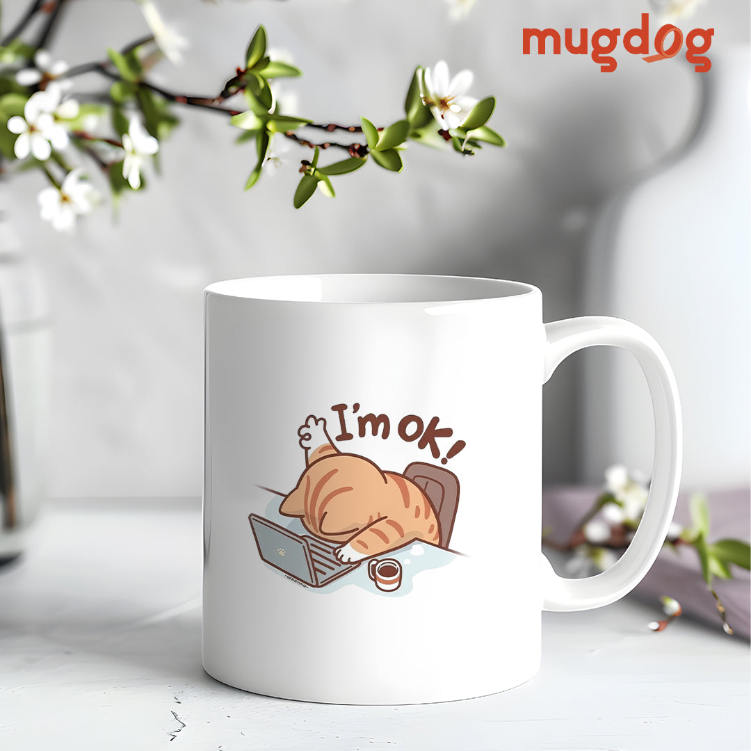 Cat at Desk Mug