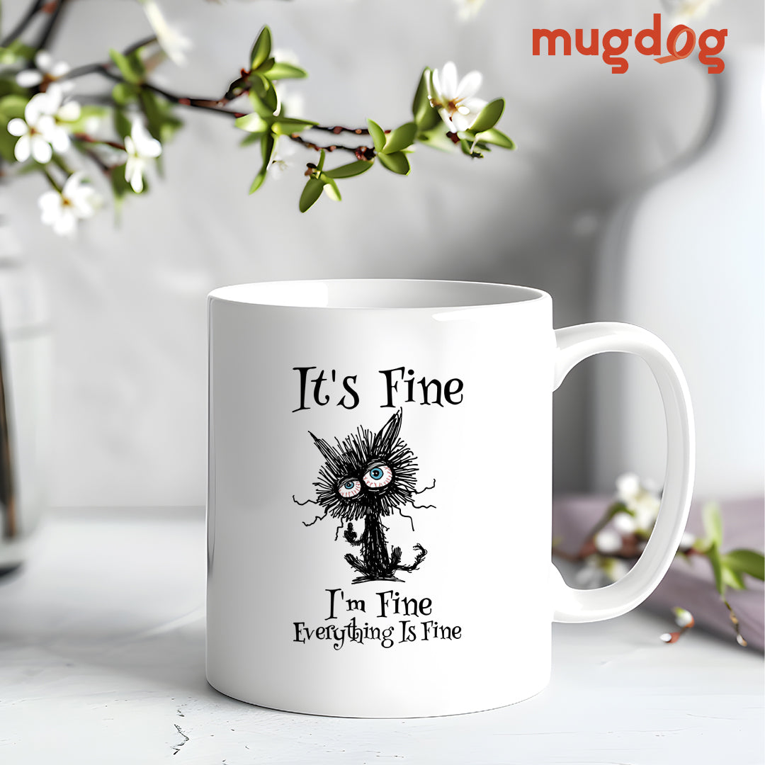 Stressed Cat Text Mug