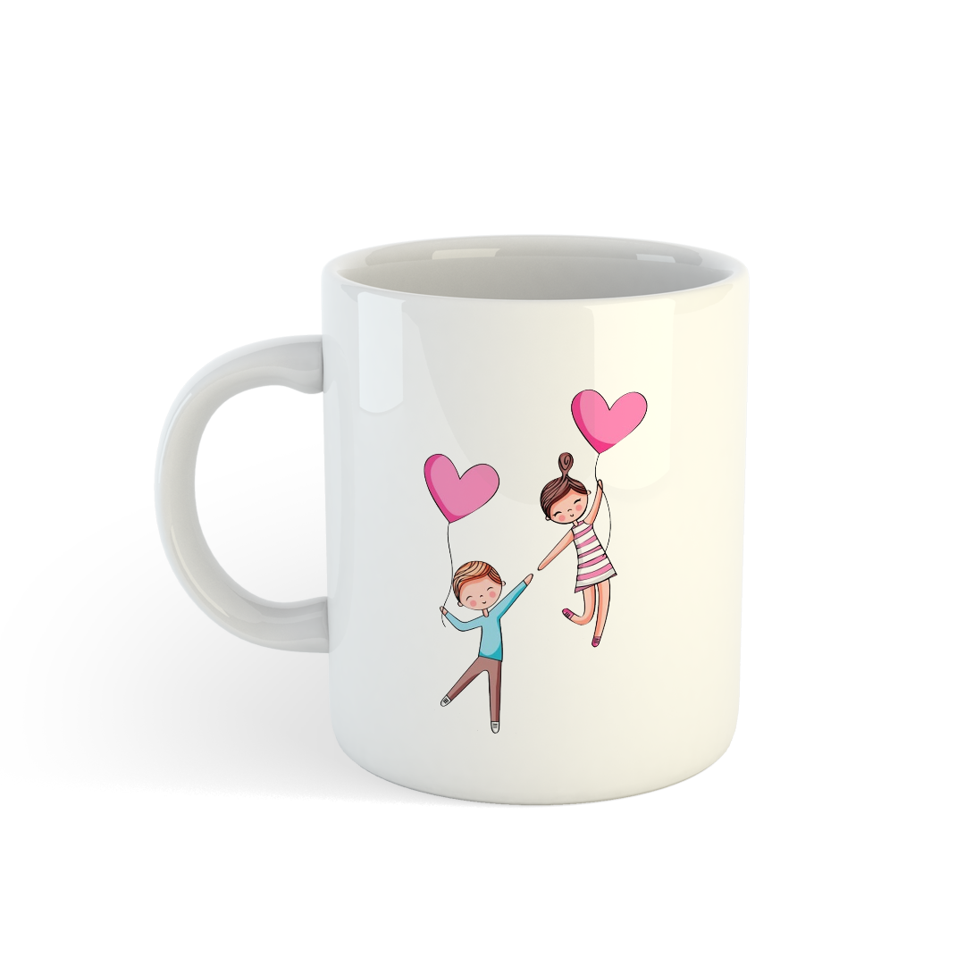 Boy and girl balloon mugs