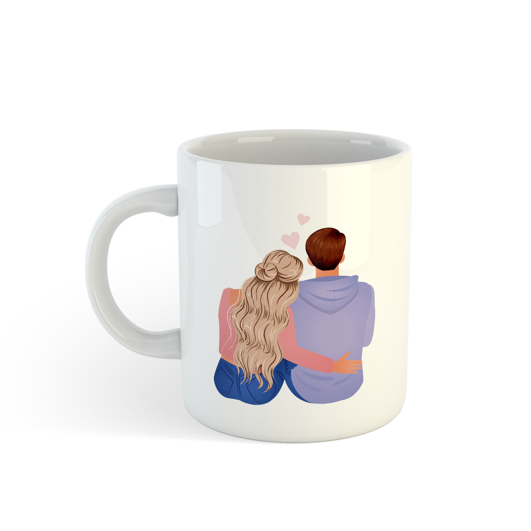 Embracing couple mugs