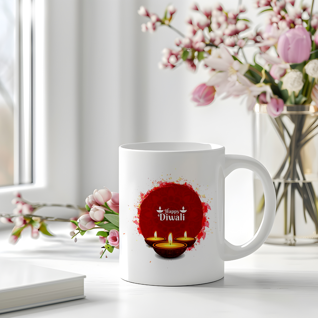 Cylindrical Diwali Themed Mug