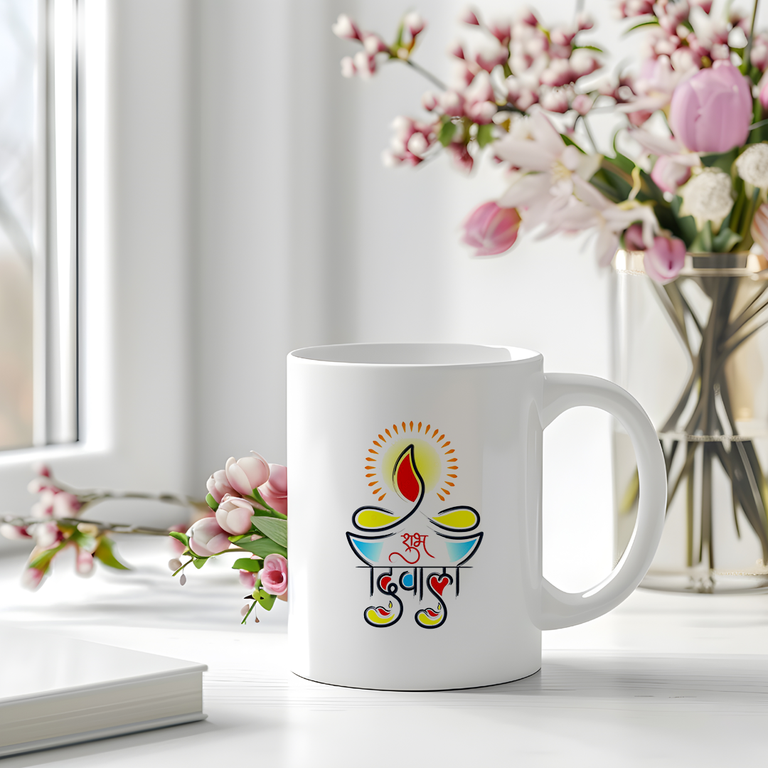 Curved Diwali Themed Mug